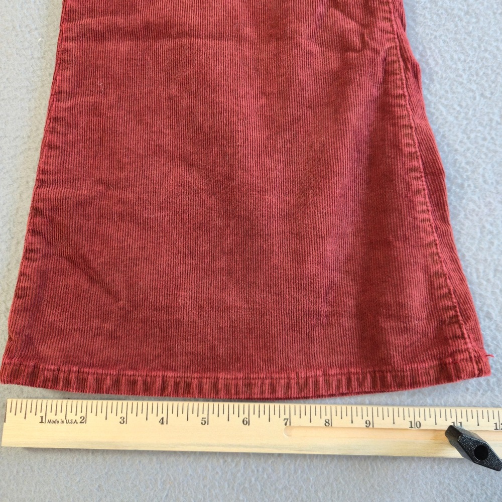 American Eagle Corduroy Pants Women 16 Short Rust Red Super Hi-Rise Flare Button - Picture 6 of 8